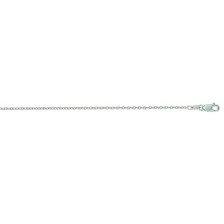 Luxurman 14K White Solid Gold 1.5mm wide Diamond Cut Round Cable Link Chain 20" Necklace Lobster Clasp