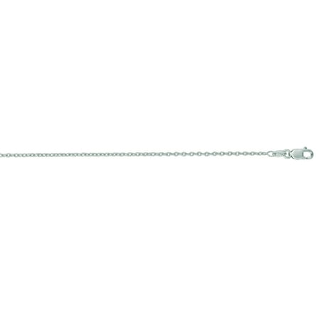 Luxurman 14K White Solid Gold 1.5mm wide Diamond Cut Round Cable Link Chain 20" Necklace Lobster Clasp