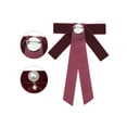 thumbnail image 3 of INSPIRE CHIC Velvet Ribbon Heart Beads Bow Tie Brooch Suitable for Women Girls Bow Tie Pre-tied Bow Pin Corsage Neckline AccessoriesOne Size Burgundy, 3 of 5