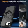thumbnail image 3 of KOMI for iPhone 16e Case, with Magnetic Ring Stand [Compatible with MagSafe] [Military Grade Protection] Slim Shockproof Translucent Protective Phone Case Black, 3 of 5