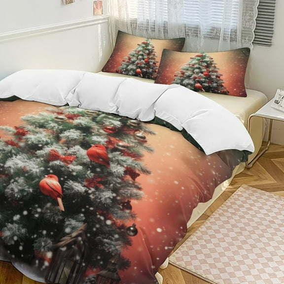 Christmas Snowman Snow House Duvet Cover Set Pattern Soft Bedding Set Comforter Cover Set(1 Duvet Cover 2 Pillowcases)