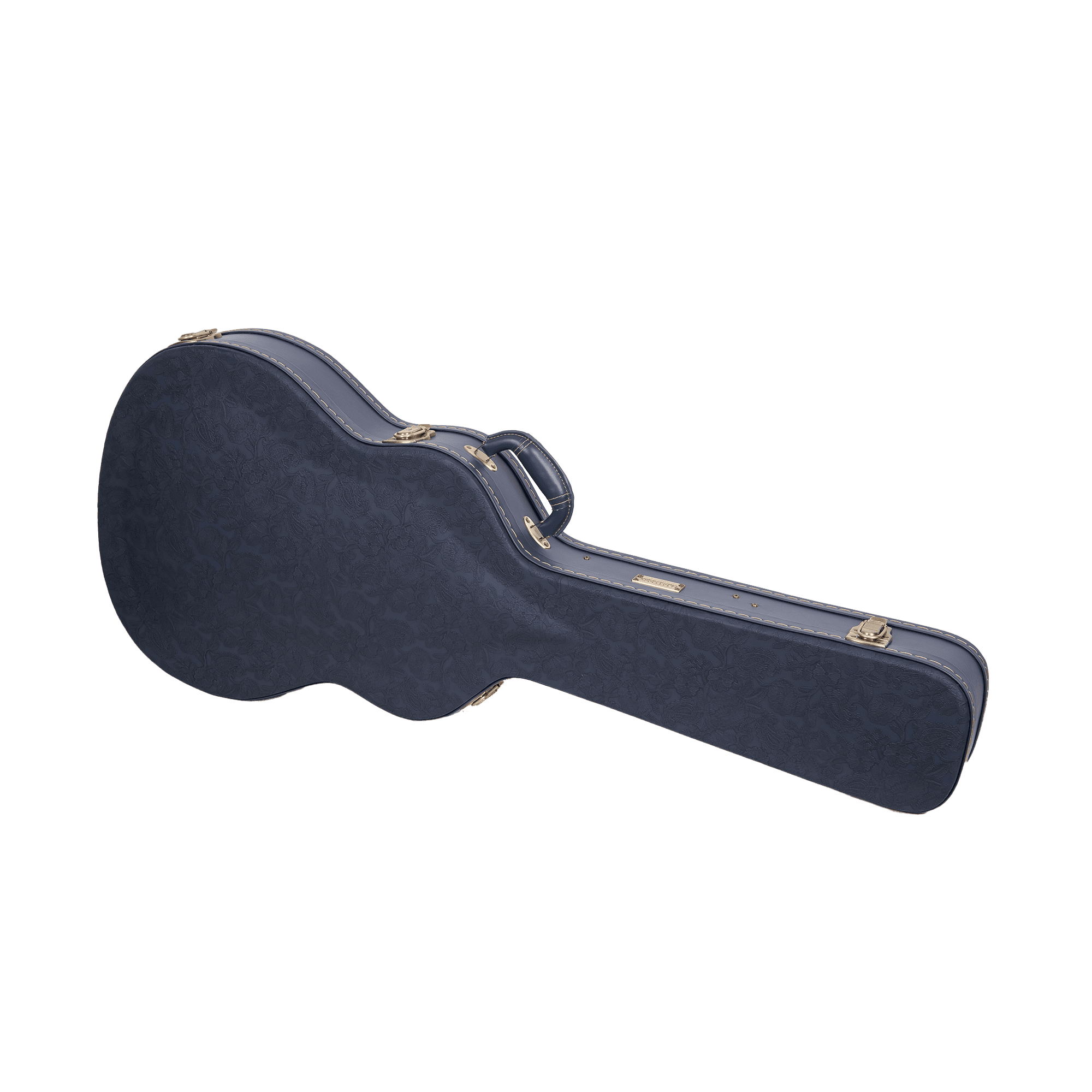 Crossrock Relief Series - Premium Wooden Case for 335 Style 6-string Semi-Hollow Electric Guitars, featuring a Highly Textured Surface and Mink Imitation Fleece Interior - Ocean Blue