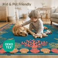 thumbnail image 4 of ODIKA 2'x3' Washable Accent Rug Nautical Theme Banded Turtle Motifs Details Ocean Entry Themed for Bedroom, Nursery, RV, Pet Friendly, Bedside Mat, 4 of 7