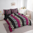 thumbnail image 3 of Homewish Pink Leopard Print Bedding Comforter Set 7 Pieces for Women, Modern Zebra Cheetah Print Full Bedding Set, Fashion Abstract Reversible Fitted Sheet Flat Sheet, Breathable Home Decor, 3 of 7