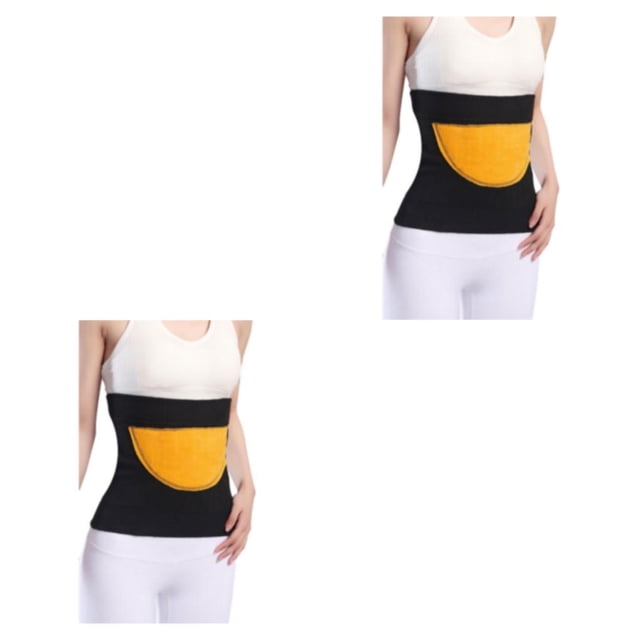 Cintura elástica Minnieouse de lana transpirable y que absorbe la humedad soporte para la espalda negro cepillado 2Conjunto