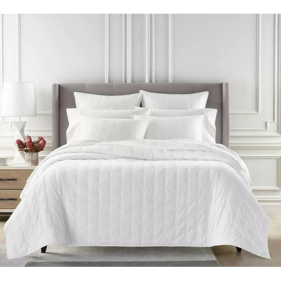 Sky Tufted Quilted Twin White Coverlet Set