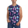 thumbnail image 2 of Fotbe Men's Wine Glasses And Cocktails Print Men's Sleeveless Muscle Tank Tops Casual T-Shirts for Gym Workout Beach-Small, 2 of 8