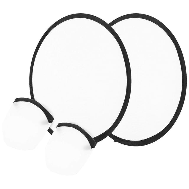 Foldable Fan White Round Hand Fan Folding for Serving Daily Life 2Pcs