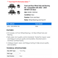 thumbnail image 2 of Front and Rear Wheel Hub and Bearing Kit - Compatible with 2002 - 2004 INFINITI I35 Base 2003, 2 of 2