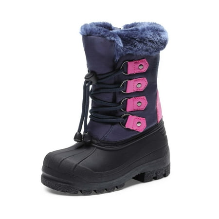 

Dream Pairs Kids Boys Girls Winter Snow Boots Insulated Outdoor Snow Boots Soft Warm Shoes Boots Maple Navy/Fuchsia Size 10