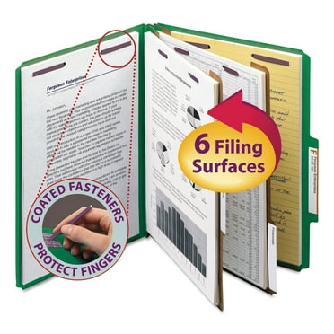 Smead Pressboard Classification Folders, Letter, Six-Section, Green, 10/Box -SMD14033