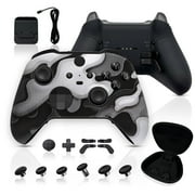 Silent Modz Custom Elite Series 2 Wireless Controller Compatible with Xbox Series X, Xbox Series S, Xbox One, Mobile & PC – Starter Bundle Gaming Controller with Accessories & Case (White Camo)