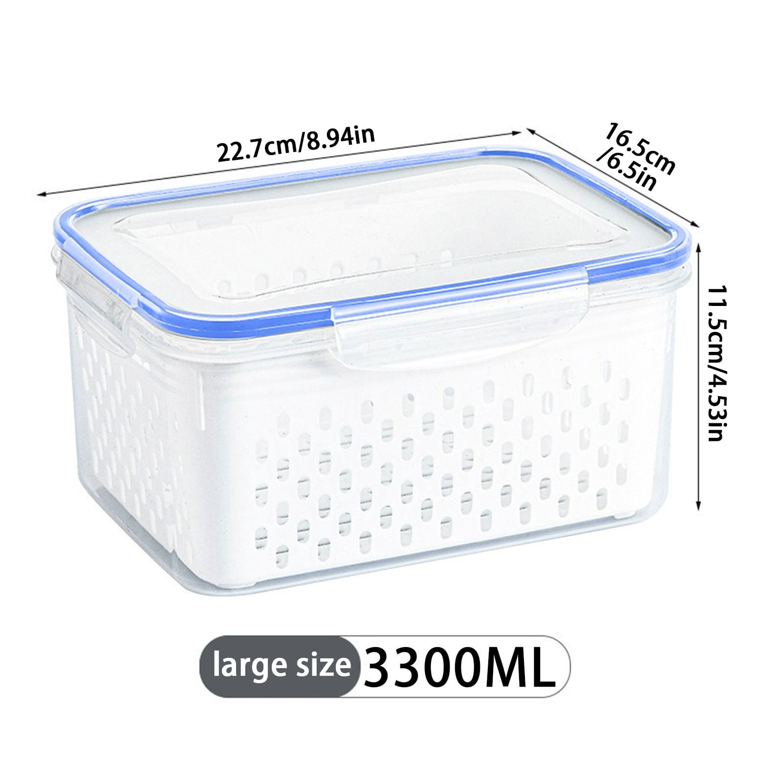 COM1950s Produce Storage Container With Colander Set, Airtight Food Storage Containers for Fridge, Leak-Proof Fruit and Vegetable Keeper, Stackable Refrigerator Organizer for Berry and Greens