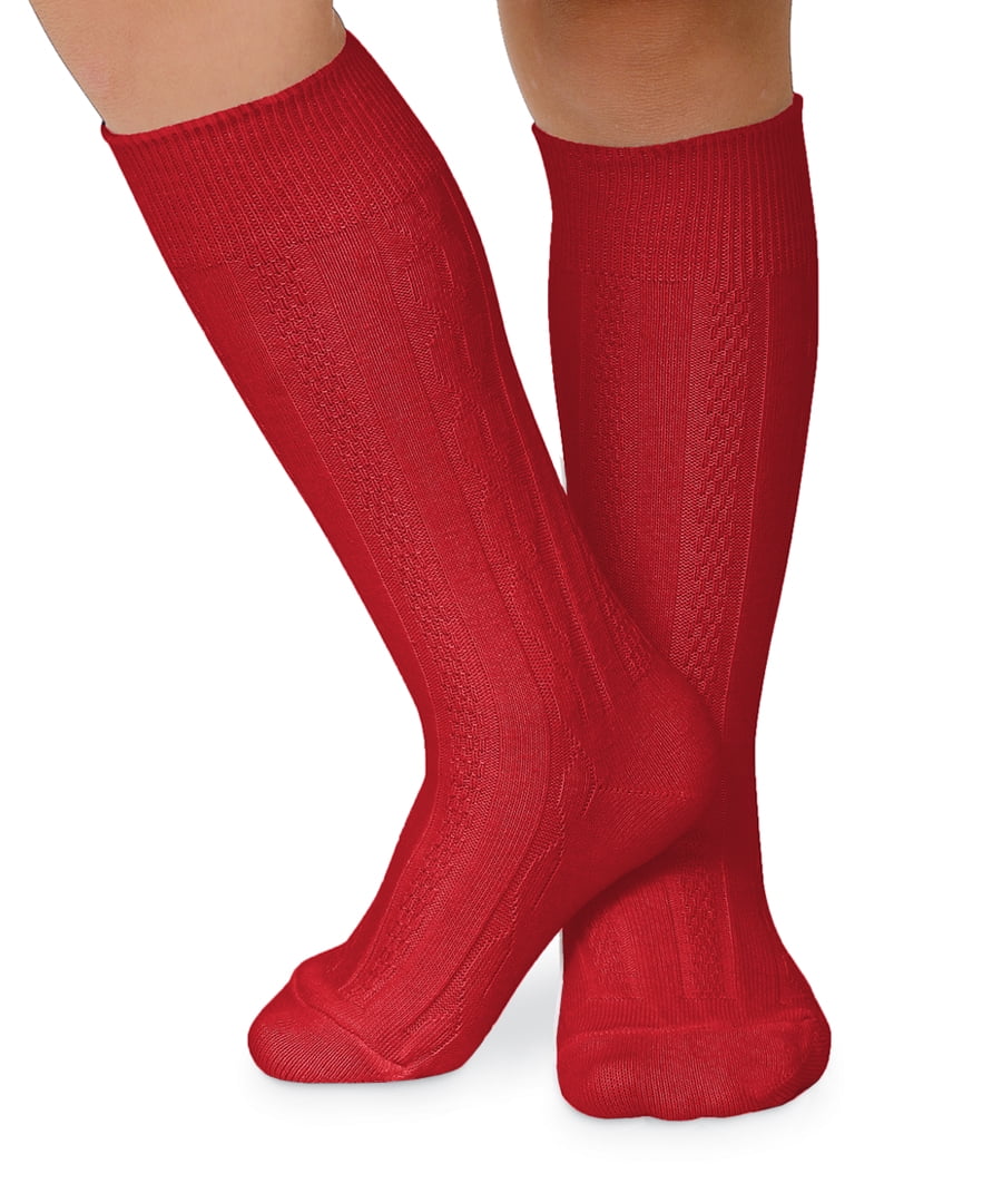 Jefferies Socks Girls Knee High Cable Knit Socks 2-Pack, Sizes XS-M