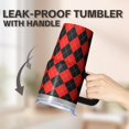 thumbnail image 5 of 20oz Geometric Design Stainless Steel Travel Mug, Double Wall Insulated Tumbler with Handle Leak Proof Texture Straw, 5 of 5