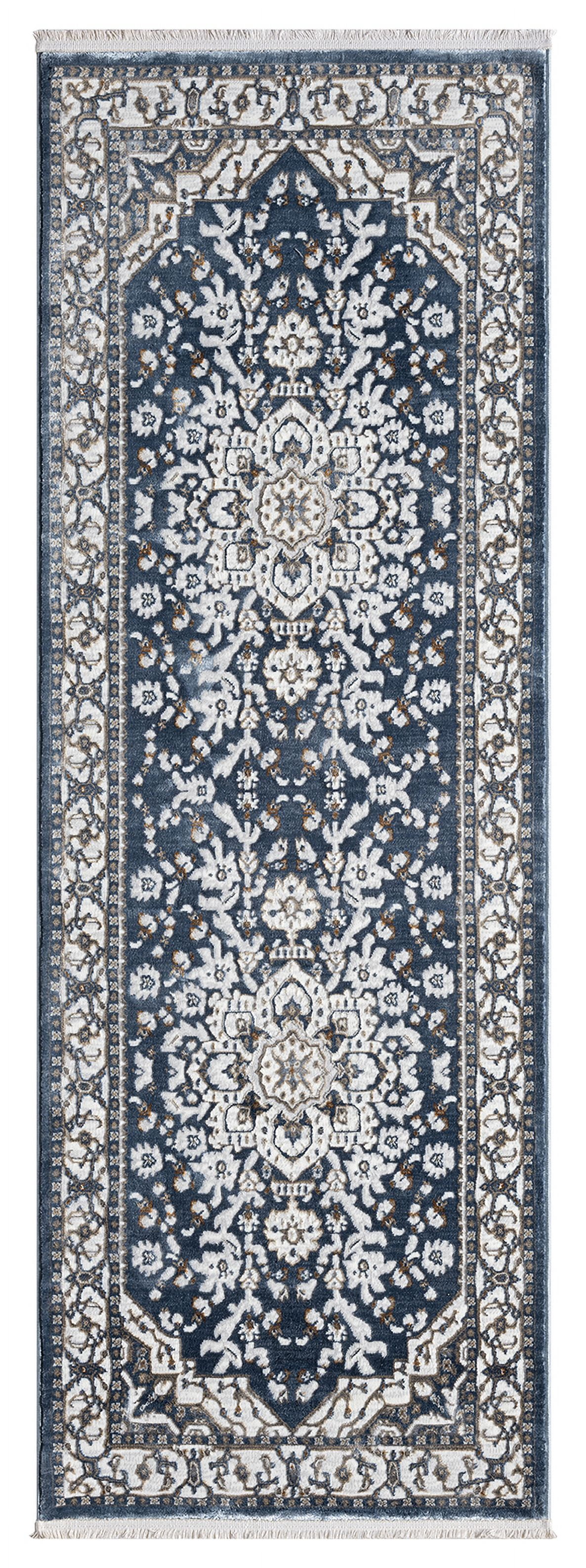 United Weavers Riviera Delora Runner Rug, Border Pattern, Blue, 2'7" X 7'2"