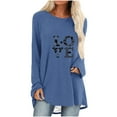 thumbnail image 2 of Qertyioot T-Shirt Graphic pour Femme Valentine avec Manches Longues, Col Rond Imprimé à l'Occasion, 2 of 4
