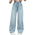 thumbnail image 2 of JLMSPLWG Wide Leg Pants Girls Straight Leg Jeans Girl Aesthetic Cute Personalized Jean Kids Vintage Solid Color Trendy Denim Pants Toddler Girl Clothes, 2 of 8