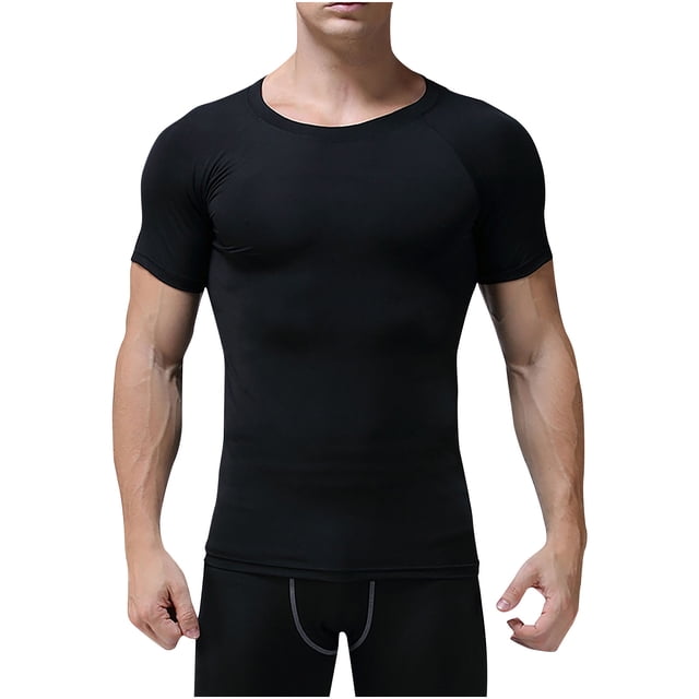 Birdeem Chemises pour Hommes Chemises d'Été Unies Ajustées Sport Train Manches Courtes Col Rond