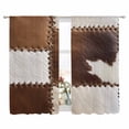 thumbnail image 2 of Brown White Leather Texture Semi Sheer Window Curtains 72 Inches Long, Abstract Art Cowhide Rod Pocket Voile Silky Chiffon Curtain Light Filtering Drapes for Living Room, Kitchen, 52"x72", 2 Panels, 2 of 9