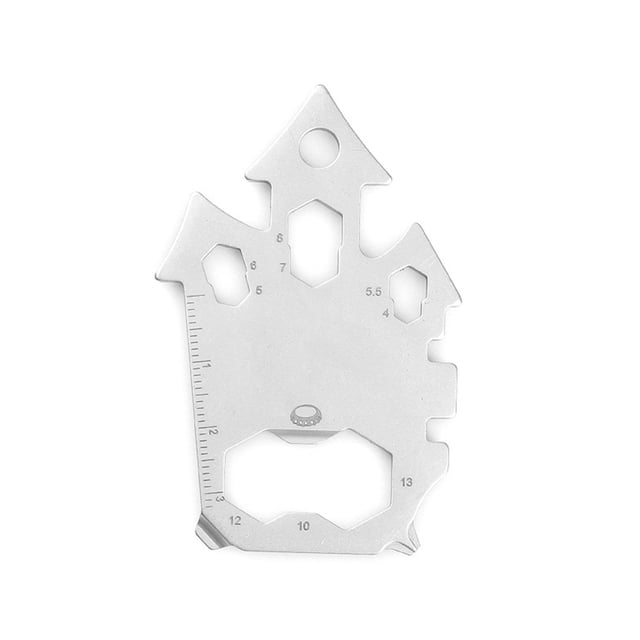 Eigraketly Tarjeta multifuncional, herramienta práctica, abridor de botellas, llave inglesa, reparación de clinómetro, bolsillo creativo Artesanía Blanco Lijado con chorro de arena