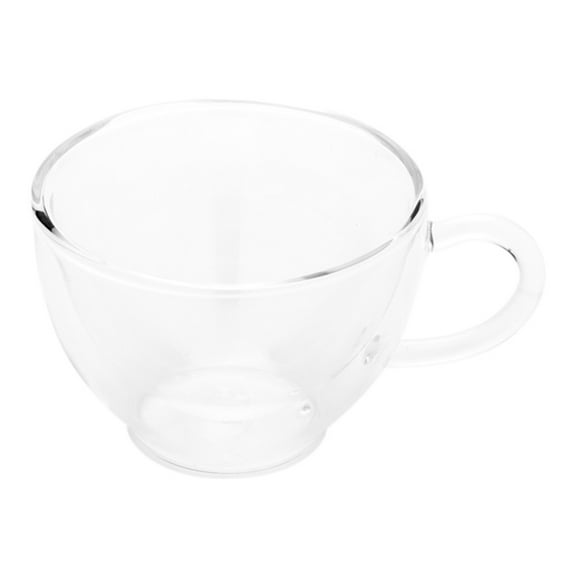 Forma 6 oz Round Glass Cafe Cup - Double Wall, with Handle - 3 1/2" x 3 1/2" x 2 1/2" - 10 count box