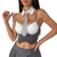 thumbnail image 3 of Conjunto de Dos Piezas A Rayas para Mujer, Que Incluye un Top de con Cuello Falso y una Minifalda Gris L, 3 of 10