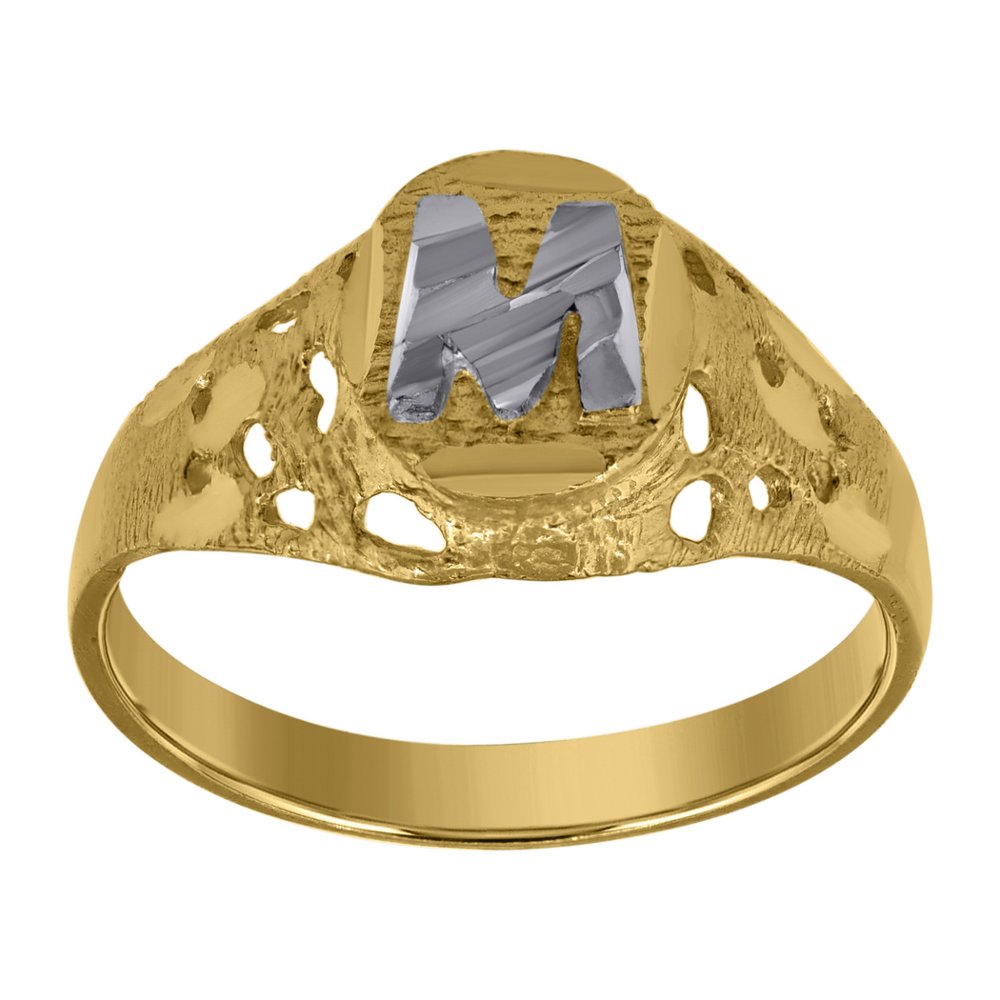 Jewelry 10k Two tone Gold baby for boys or girls Initial M Band