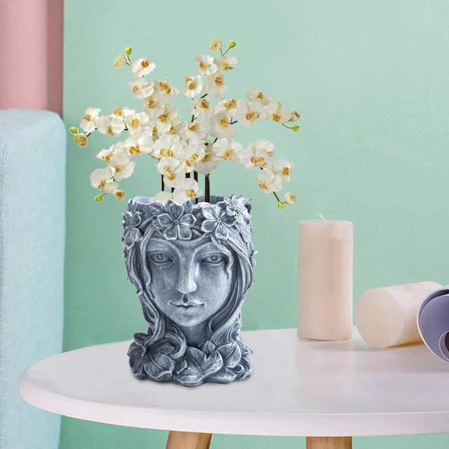 Maceta de resina para escultura artística, maceta para mujer, maceta para el hogar, adorno gris Cola Macetas suculentas