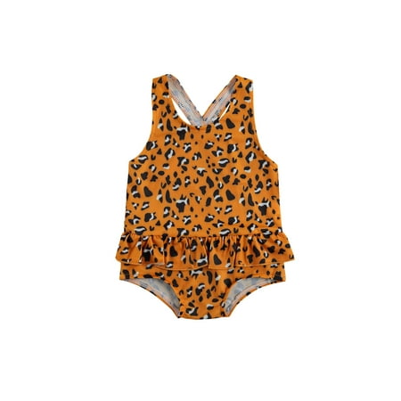 

Calsunbaby Kids Baby Girls One Piece Swimsuit Leopard Ruffle Swimwear Beachwear