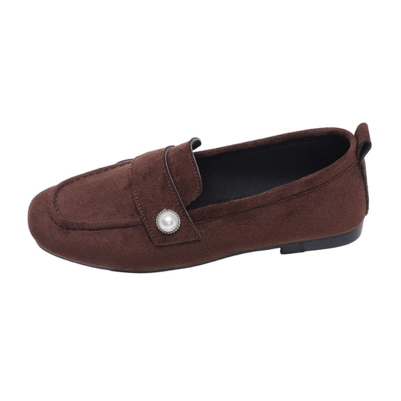 YLYL Women's Suede Penny Loafers Low Heel Round Toe Slip on Fashion Casual Office Work Dress Shoes