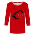 thumbnail image 4 of Fznquz Game Day Shirts Women Red Crewneck 3/4 Sleeve Shirt Funday Sunday Spring Fall Casual Fashion for Women XXXL, 4 of 4