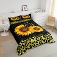 thumbnail image 4 of Erosebridal Botanical Sunflower Comforter Sets Queen Size, Gold Leopard Cheetah Print Down Comforter, Reversible 3pcs, 4 of 7