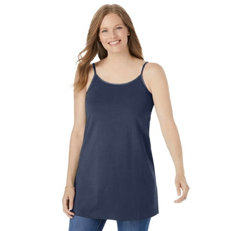 

Woman Within Women s Plus Size Satin-Trim Longline Cami Top