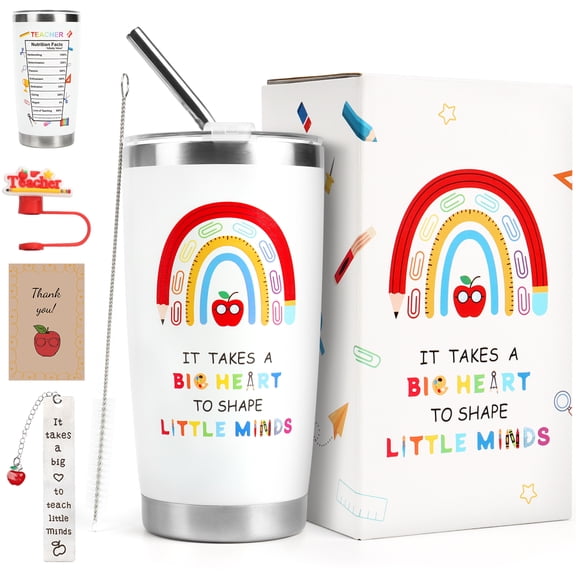 Teacher Gift Set, Teacher Appreciation Gift - 20oz Tumbler Teacher's Day Gift, Thank-You Present Perfect for Female Educators-Teacher's Water Bottle, Stainless Steel Insulated Cup