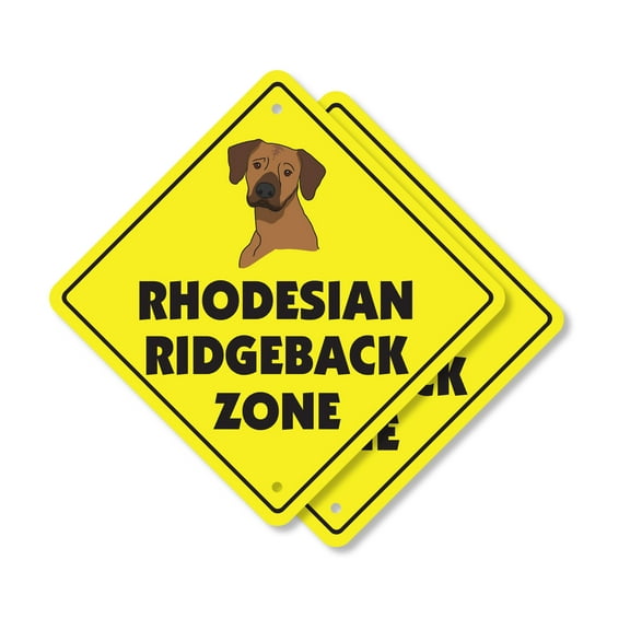 Rhodesian Ridgeback (2 Pack) Plastic Crossing Sign - 12 Inch X 12 Inch Xing Sign Gift Dog Breed Pet Loyal Family Animal Friendly Rustic Decor Outdoors Tough