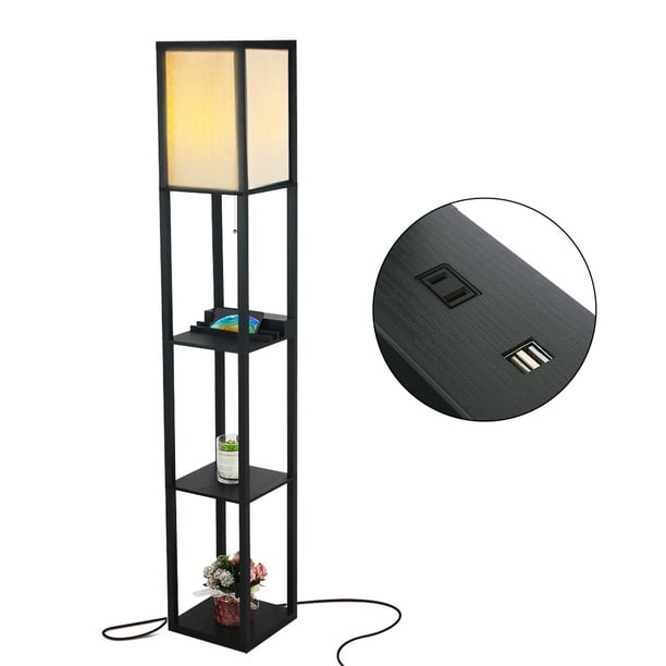 Elecwish 3 In 1 Shelf Floor Lamp With 2, 3 Tier Shelf Floor Lamp