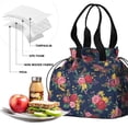 thumbnail image 4 of Pioneer Flower Drawstring Lunch Bag Women - Drawstring Lunch Bag Insulated for Work Office - Stain-Resistant Large Lunchbags for Women with Multi-Pockets, 4 of 6