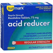 Sunmark Acid Reducer Regular Strength Tablets, 75 mg, 60 Count