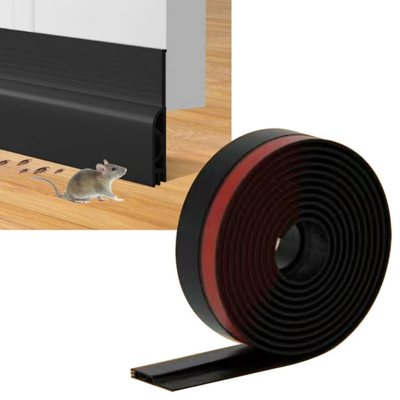 Under Door Draft Stopper, Adjustable Door Sweep Anti-Collision Strong Adhesive Weather Stripping Tape Soundproof Draught Stoppers 2" W x 39" L, Black