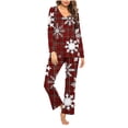 thumbnail image 2 of RKSTN Ensembles de Pyjama pour Femmes Imprimé de Noël Col en V Décontracté Haut Long Pantalon Ensemble de Pyjama Doux Confortable, 2 of 5