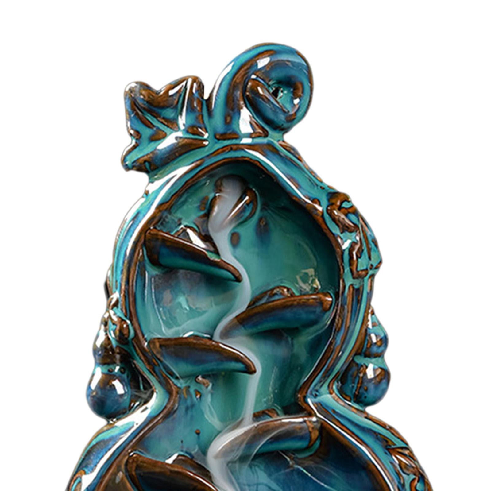 WLPZXP Gourd Backflow Incense Burner Art Crafts Aroma Ornament Waterfall Incense Holder Blue