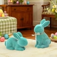 thumbnail image 6 of Votnto Short Pile Easter Bunny Figurine, Mini Rabbit Figurines Cute Bunny Decor, Spring Rabbit Small Statue Living Room Table Centerpieces Blue, 6 of 6
