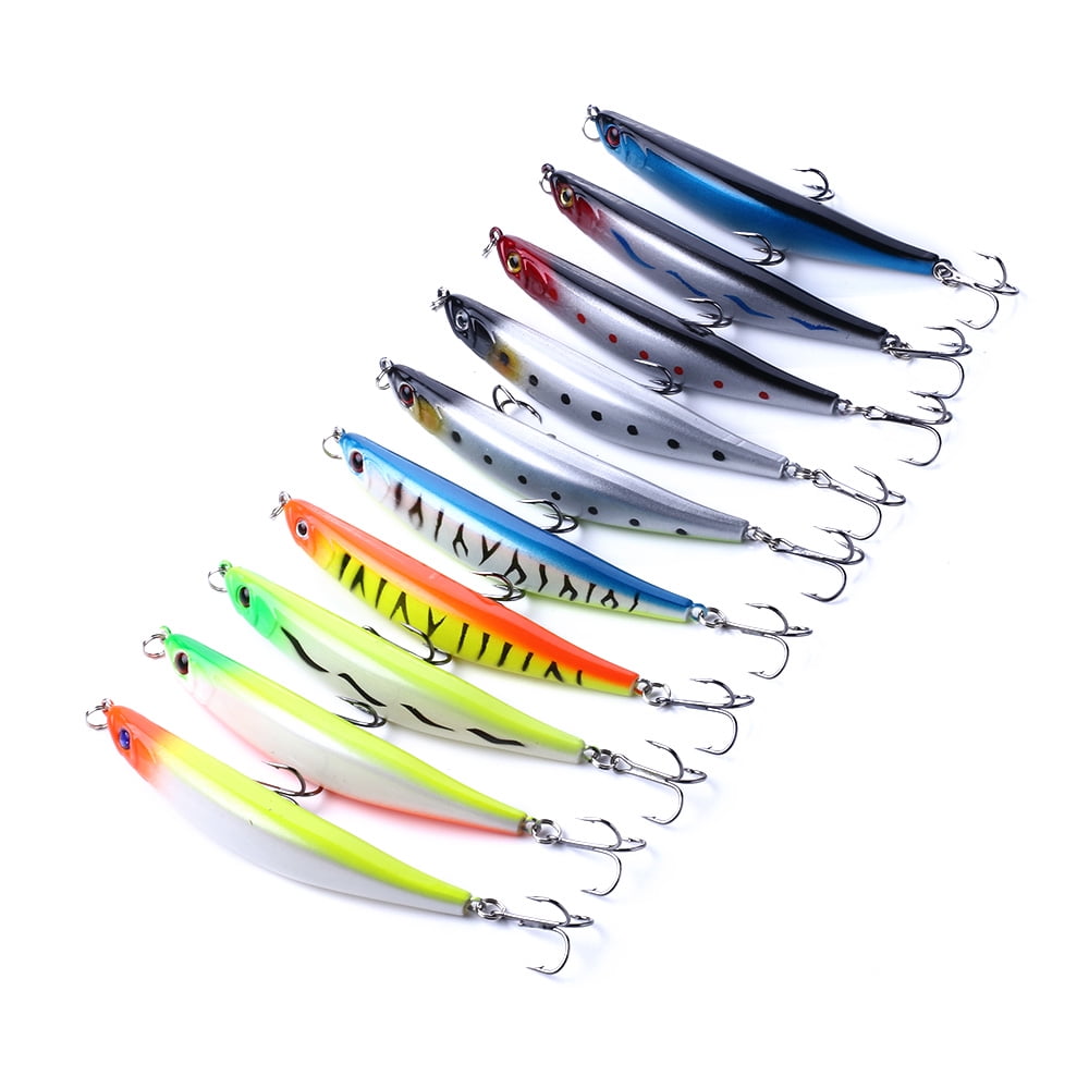 HENGJIA Minnow Bass Fishing Lures, Jerkbait Lure Set Hard Baits Crankbait for Catfish Walleye Trout Fishing Bait 10Pcs/kit
