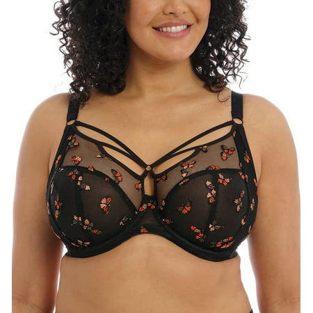 Elomi Sachi Strappy Plunge Underwire Bra (4353) 42F Black Butterfly