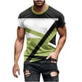 thumbnail image 2 of Fnnxeal Mens Leopard Print Color Block Muscle Fit T-Shirt Blue Polyester Blend Short Sleeve Casual Streetwear Top,Size 3XL, 2 of 5