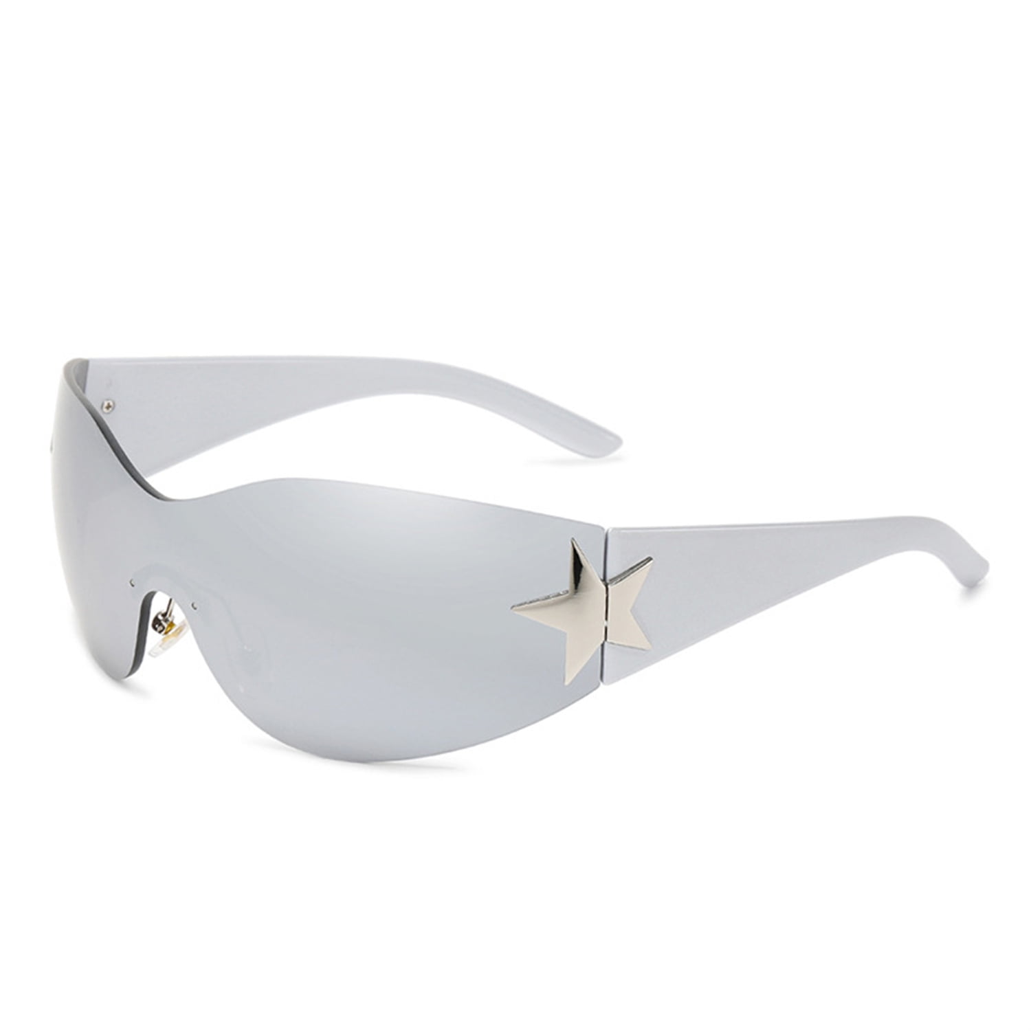 Rimless Y2K Sunglasses for Women Men,Trendy Shield Wrap Around Sunglasses  Oversized Fashion Frameless Sun Glasses 