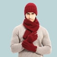 thumbnail image 3 of Winter Hats Scarf for Men Windproof Knitted Warm Men's Scaves and Beanie Hat Themal Gloves Set with Woolen Yarn Lined, 3 of 8