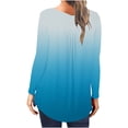 thumbnail image 4 of Camiseta informal para mujer, blusa estampada de manga larga con cuello redondo y fruncido Fridja  fjkfkj2153, 4 of 6