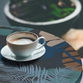 thumbnail image 3 of Ambesonne Tropical Fitted Round Tablecloth, Exotic Botanical Abstract, 56"- 60" Diameter, Dark Lavender and Grey Teal, 3 of 5